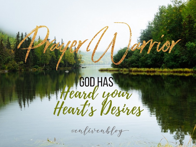 Lake and trees, text "Prayer Warriors"