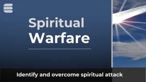 Spiritual warfare course card "How to identify and overcome spiritual attack" on blue background